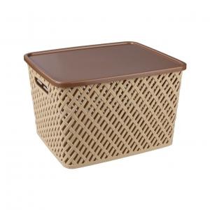 Корзина "Плетенка" 350х290х225 с крышкой (бежевый) (то)