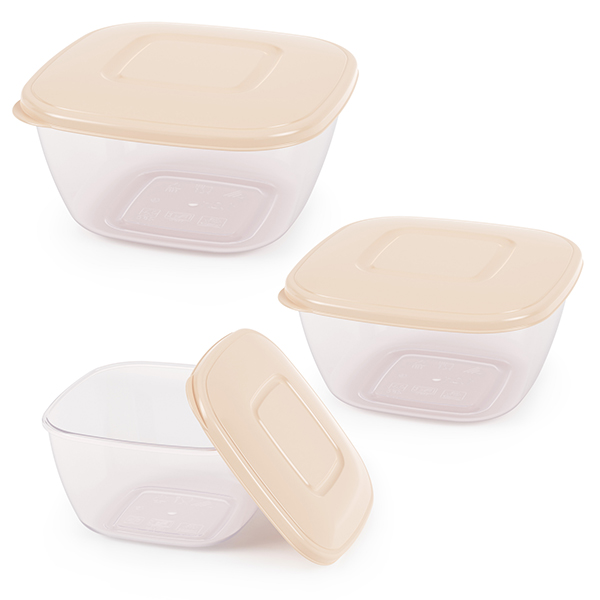 Набор емкостей для СВЧ (0,8л; 1,2л; 2л) (бежевый) (то)
