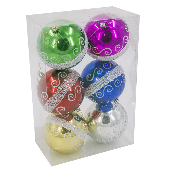 Шары елочные 10см, 6шт 