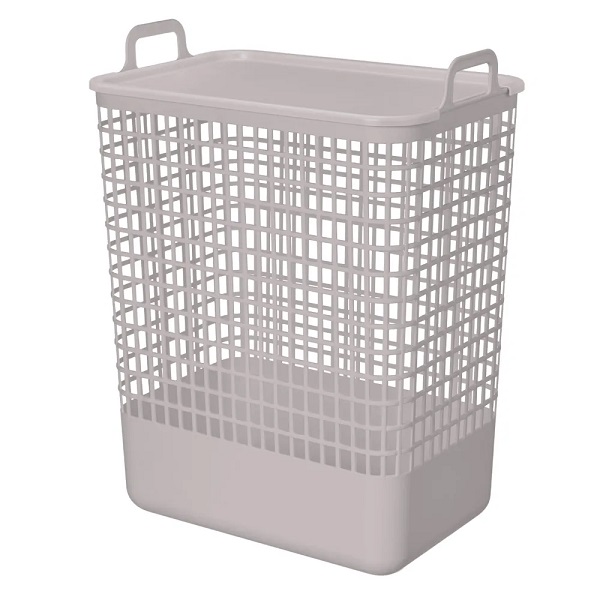 Корзина для белья 35л "KOBO" 380х252х500мм с крыш. (св.-бежевый)