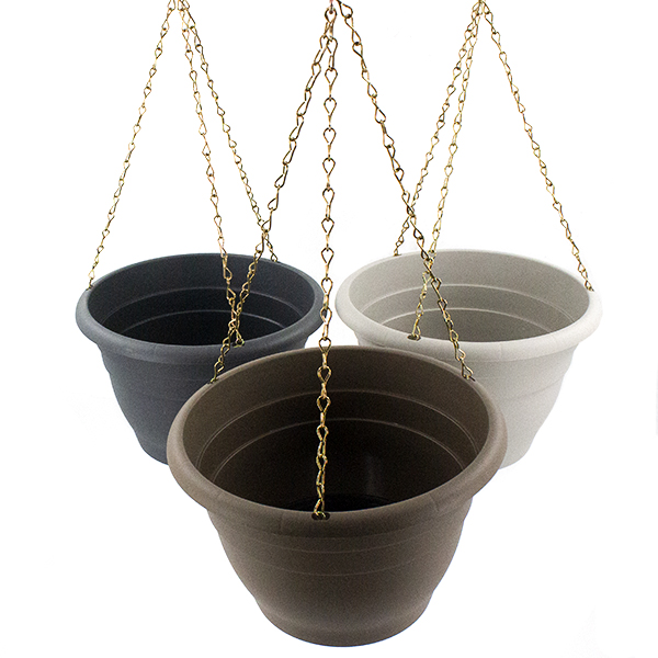 Кашпо пластиковое подвесное ГЛОРИЯ Ø-25см h-16см (на мет цепочке)