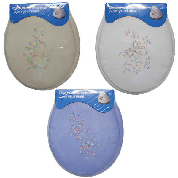 Сиденье для унитаза мягкое ВЫШИВКА (3цвета)