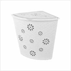 Корзина для белья "Плетенка" 45л угловая (белая)(то)