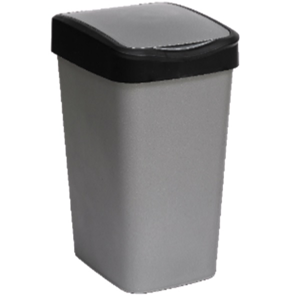 Ведро для мусора с подвижной крышкой 35л "Tandem" (сер.металлик/черный)