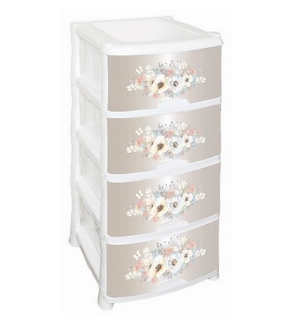 Комод 4-х секц декор Акварель 39х47х95см