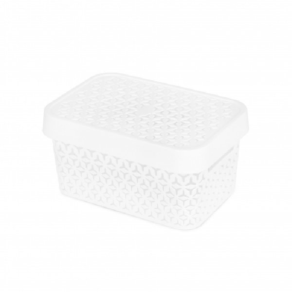 Корзина "Элемент" 5л с крышкой (белый) (то)