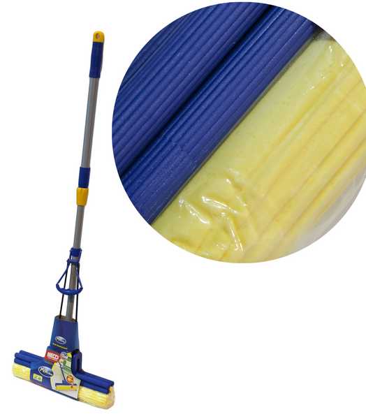 Швабра ПВА 33см NECO, двойной пластиковый коллектор, с телескопической стальной ручкой 90-120см