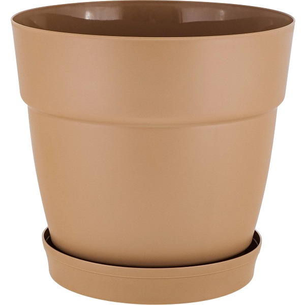 Горшок для цветов Villa de Fiori D170мм с поддоном 2л молочный шоколад (то)