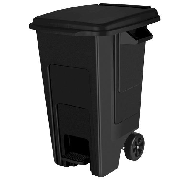 Бак для мусора с крышкой на колесах,с педалью 100л Freestyle,черный (то)