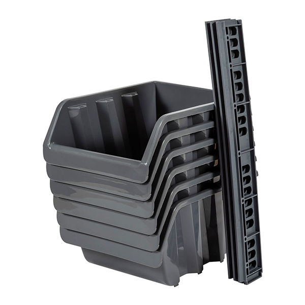 Набор лотков для метизов с планкой средних (6 шт.) серо-свинцовый (то)