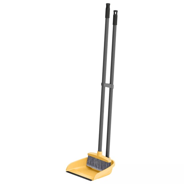 Комплект (ленивка) совок складной с щеткой 80см (желтый) (то)