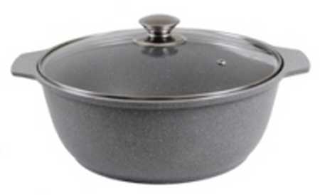 Кастрюля-жаровня 3л со стеклянной крышкой, АП (светлый мрамор)