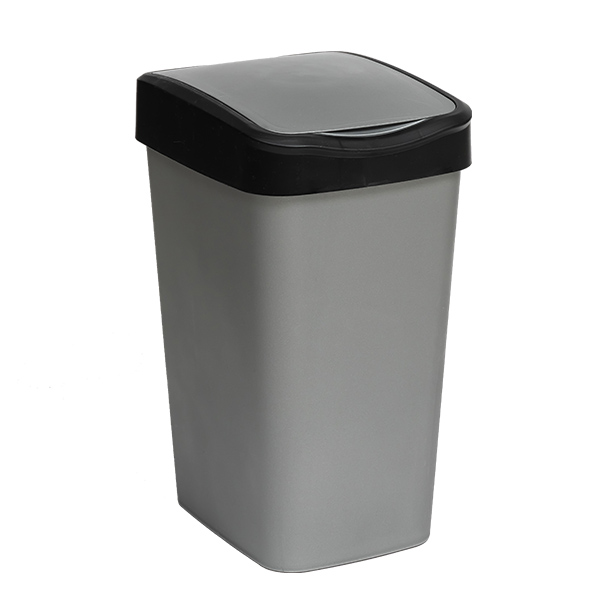 Ведро для мусора с подвижной крышкой 20л "Tandem" (сер.металлик/черный)