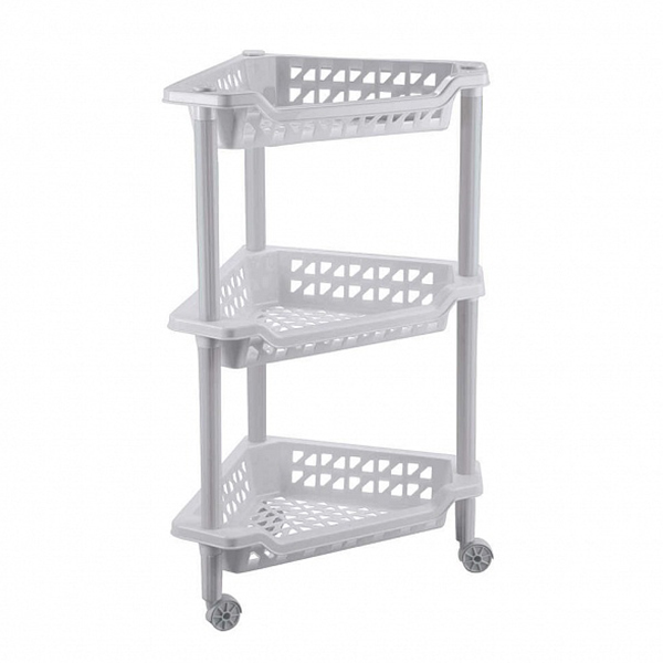 Этажерка  угловая "Тереза"  3 полки  40х27х61см (св.серый)(то)