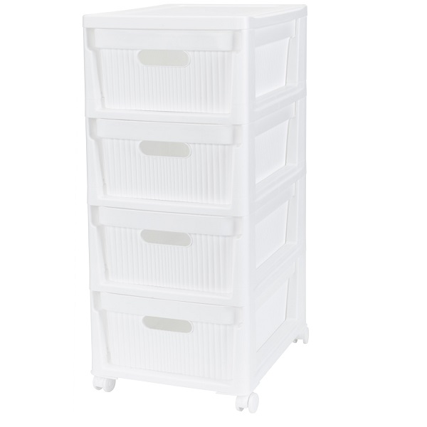 Комод "VELVET" 4 ящика (на колесиках) 300х385х690мм (Белый) (то)