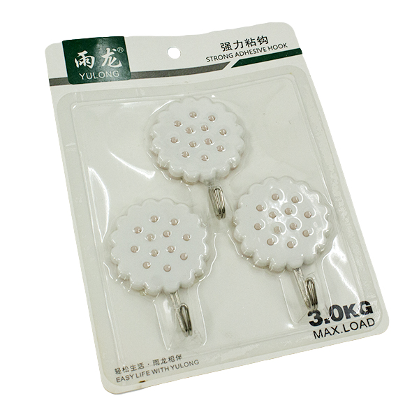 Крючки фигурные 3шт (пластик, металл)