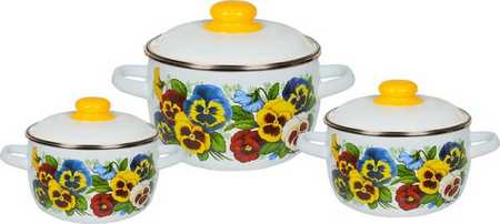 Набор кастрюль №07  АНЮТИНЫ ГЛАЗКИ сфер. 1,5/2,0/4,0л.