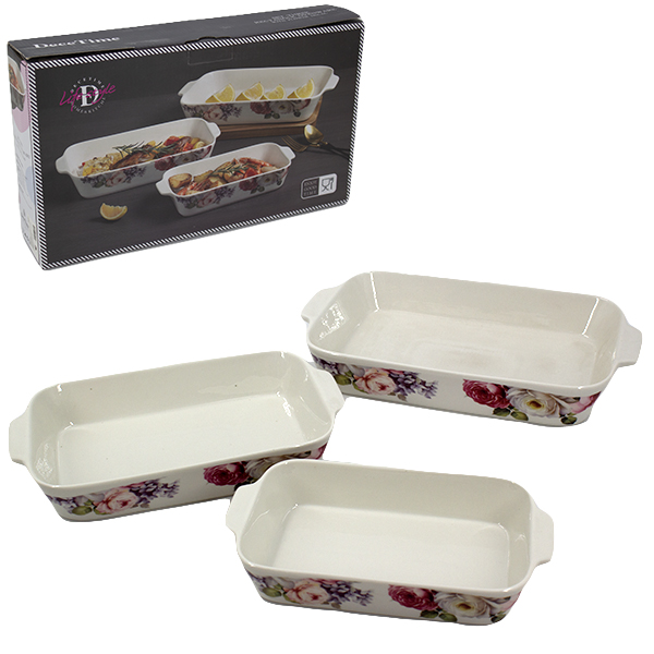 Форма для запекания керамическая, набор 3шт (37*23*6см / 31*18*6см / 27*15*5см)