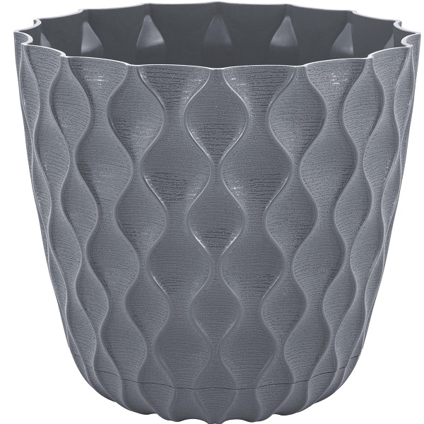 Горшок для цветов Wave D115мм с дренажной сеткой 0,65л вулканический серый (то)