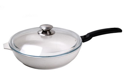 Сковорода 240/60мм с ручкой ,со стеклянной крышкой,линия  АП (светлое)