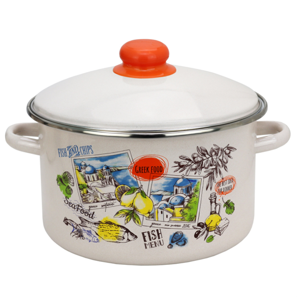 Кастрюля эмал цил Греческая кухня 2,0л мет/об