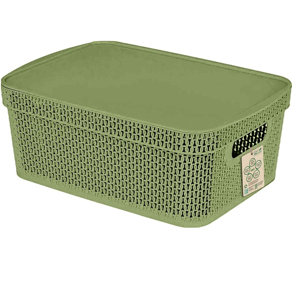 Корзина прямоугольная Ajur 11л (380х270х143мм)(с крышкой) полынь (то)