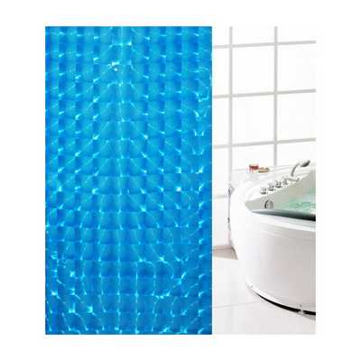 Штора для в/комнаты "SHOWER CURTAIN",180х180см, 3D (объемная), ПВХ, синяя, Тайвань