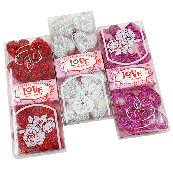 Свеча чайная цветная СЕРДЕЧКО (набор 8шт) без обмена