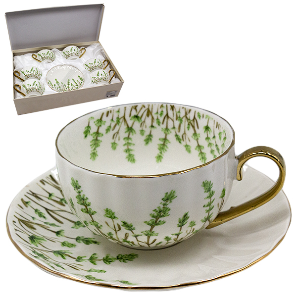 Кружка с блюдцем керамическая (набор 6шт)