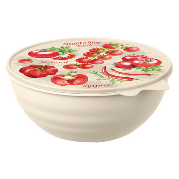 Миска с крышкой с декором WAVE 3,7л (бежевый)(то)