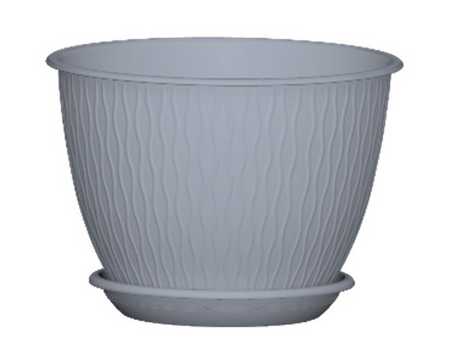 Горшок "Корсика", D19, с поддоном 2,4л серый муссон (то)