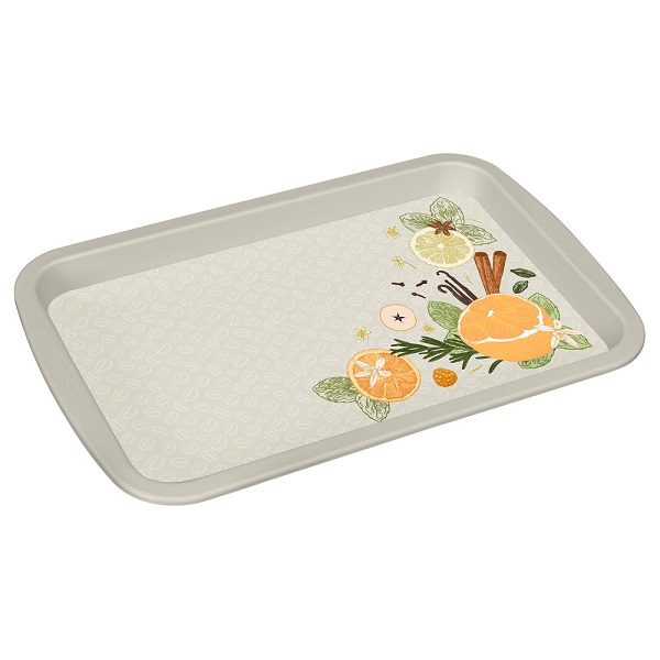 Поднос универсальный с декором 293х193х20мм светло-серый (то)