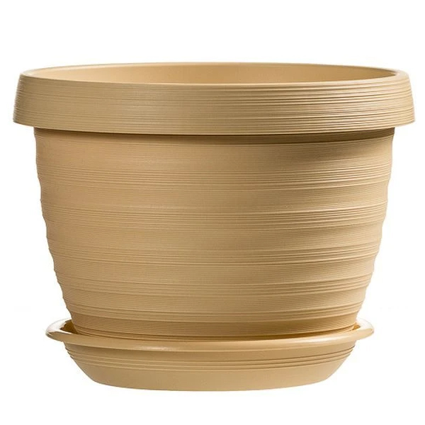 Горшок "Толедо" D24 с поддоном 4,5л крем