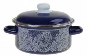 Кастрюля 1,5л. цил. ВОЛОГОДСКОЕ КРУЖЕВО син