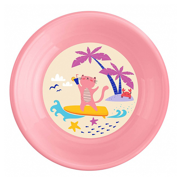 Тарелка детская глубокая с декором 185мм (розовый) (то)