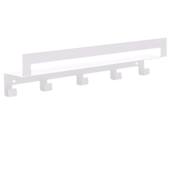 Полка настенная "Line" 50см с 5-ю крючками (белый)(хпп) (то)