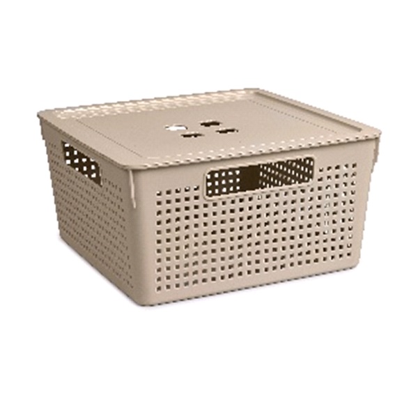 Коробка "Лофт" 11л с крышкой квадр.(латте)  (то)