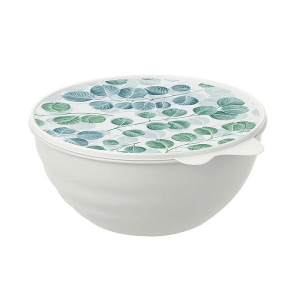 Миска с крышкой с декором WAVE 2,8л (св.серый)(то)