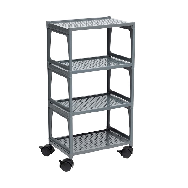 Этажерка "Лофт" MINI 4-х ярусная на колесах (серая) (то)