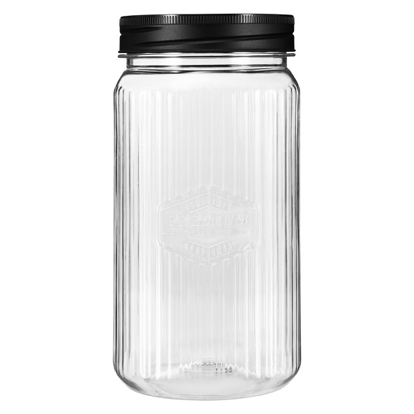 Банка квадратная с рельефом и эмбоссингом PREMIUM 1,3л (Черный) (то)