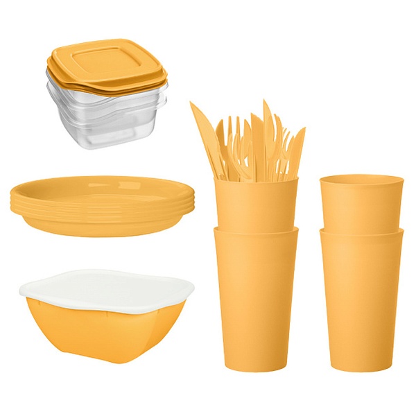 Комплект для пикника 19 предметов на 4 персоны (Желтый)(то)