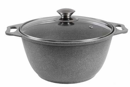 Кастрюля 4л со стеклянной крышкой, АП (светлый мрамор)