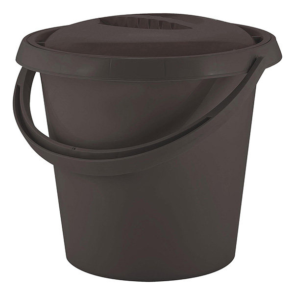 Ведро 10л Rock'n'Roll с крышкой антрацит (то)