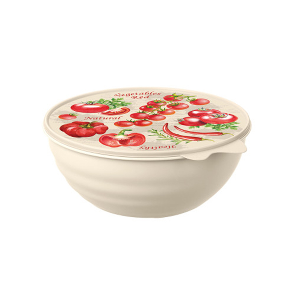 Миска с крышкой с декором WAVE 2,8л (бежевый)(то)