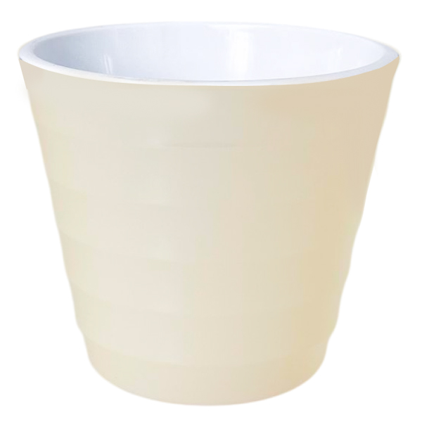 Горшок Лаура 16,6л с черной вкладкой Ванильный