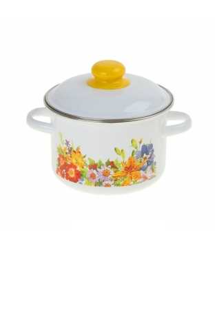 Кастрюля 2л цилиндр. Цветочная бел.