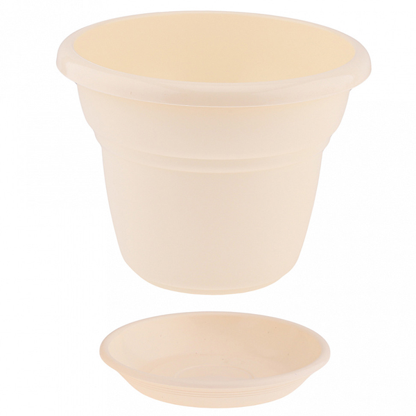 Горшок "Милано", D25, с поддоном 4,5л ваниль