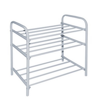 Этажерка для обуви 3-х ярусная трубка (серый)(хпп) (то)
