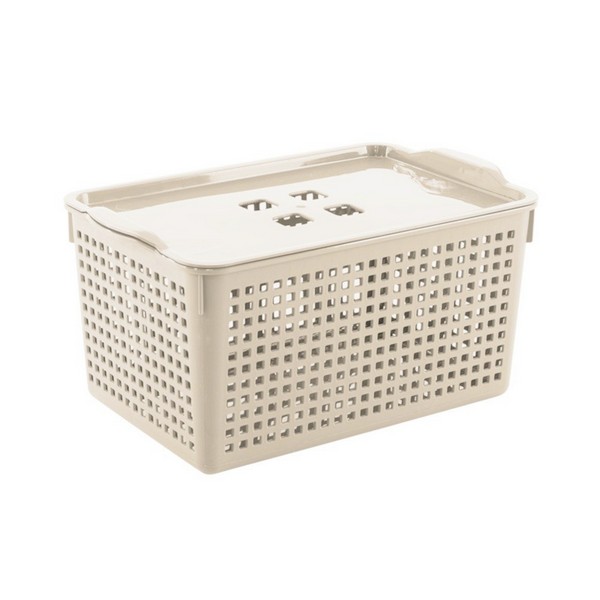 Корзинка "Лофт" 5,3л 295х185х145мм с крышкой (латте) (то)