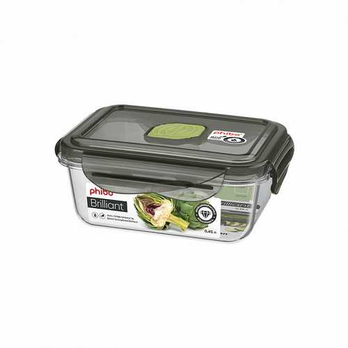 Контейнер для продуктов герметичный с клапаном "BRILLIANT" прямоугольный 0,45л (то)